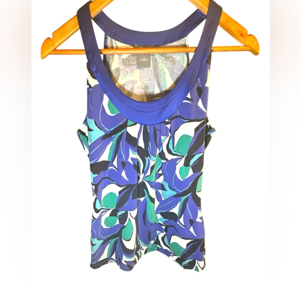 Ann Taylor EUC Blue and Green Floral Tank Top